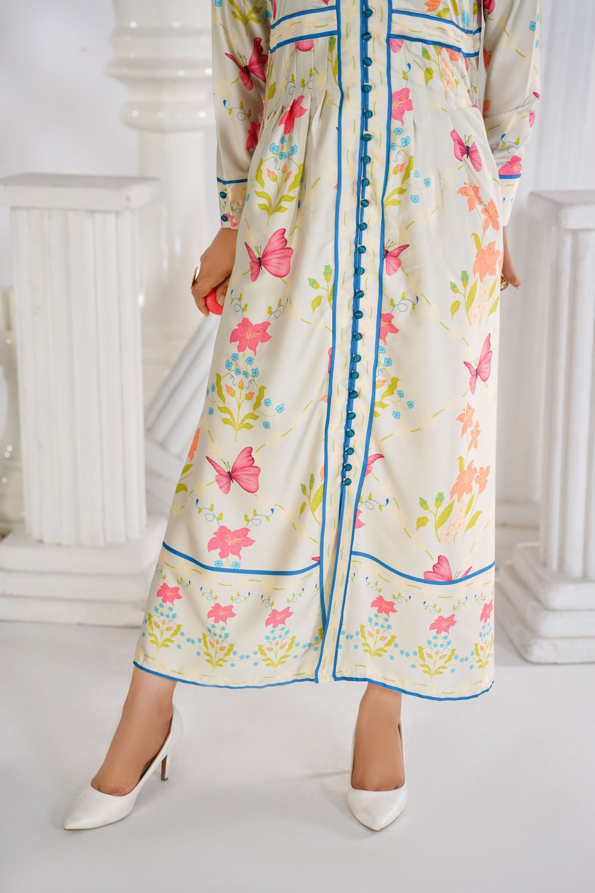 Floral Butterfly Printed Maxi Dress