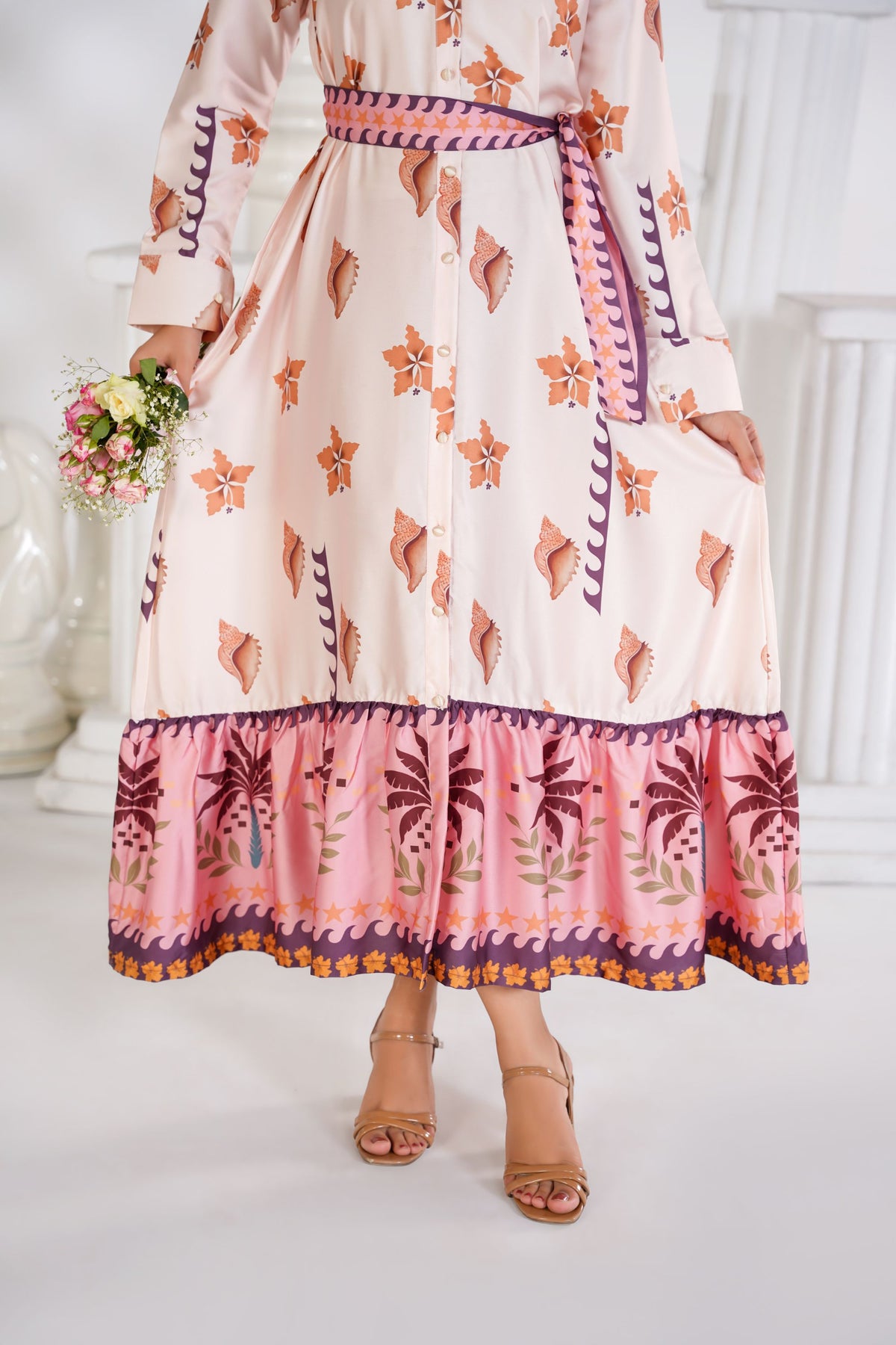 Tropical Bloom Flared Dress