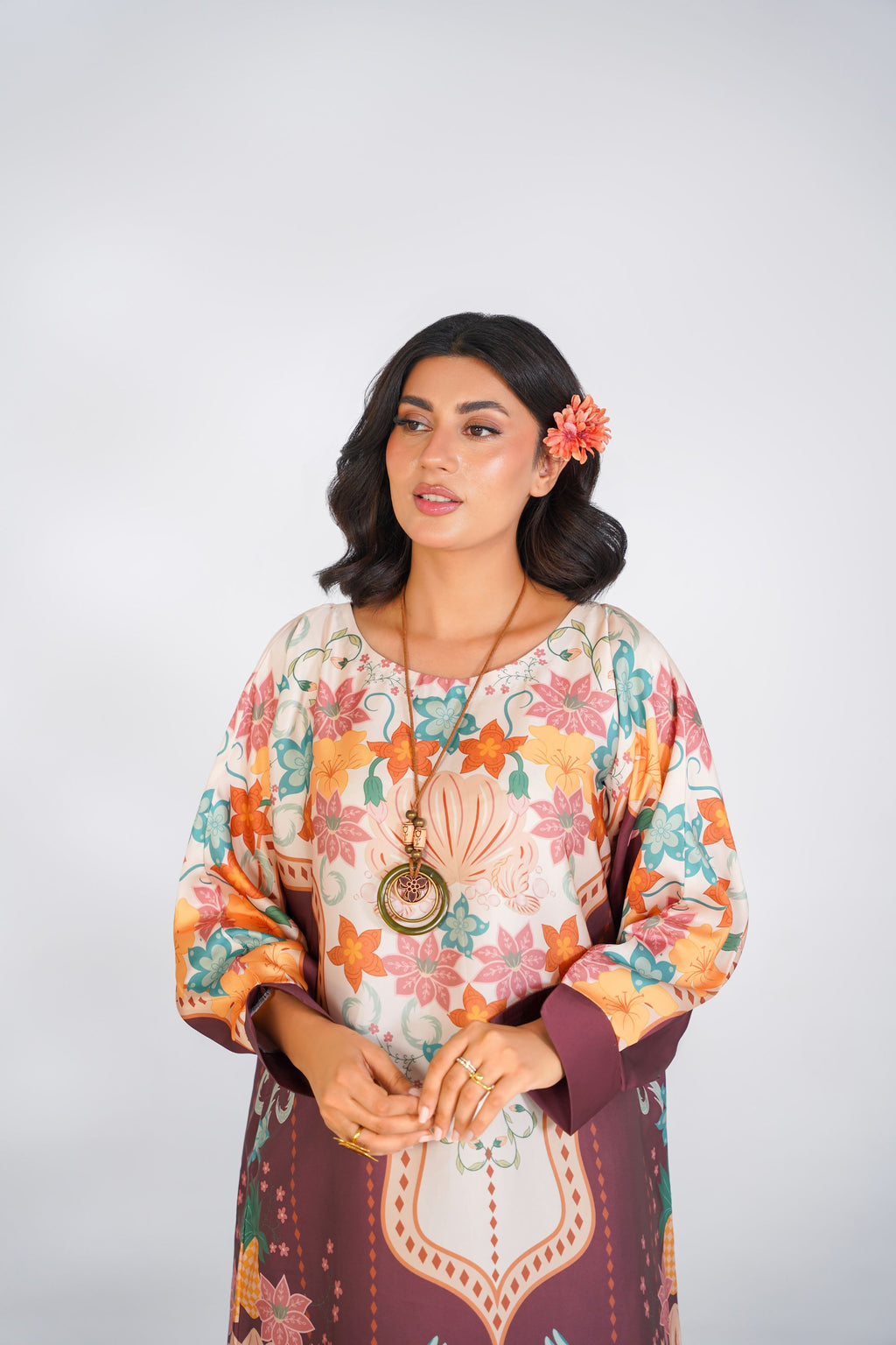 Floral Waves Printed Kaftan
