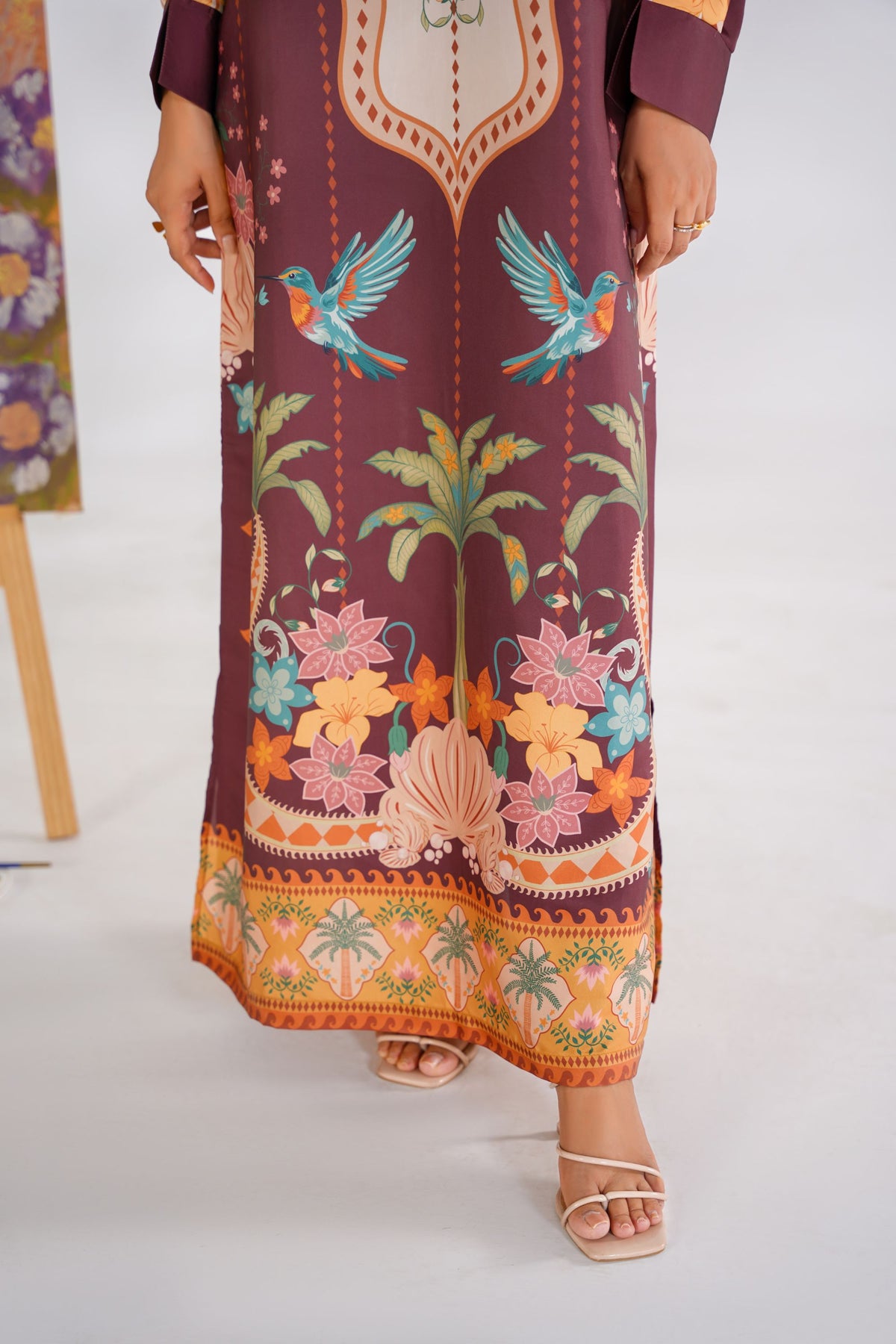 Floral Waves Printed Kaftan