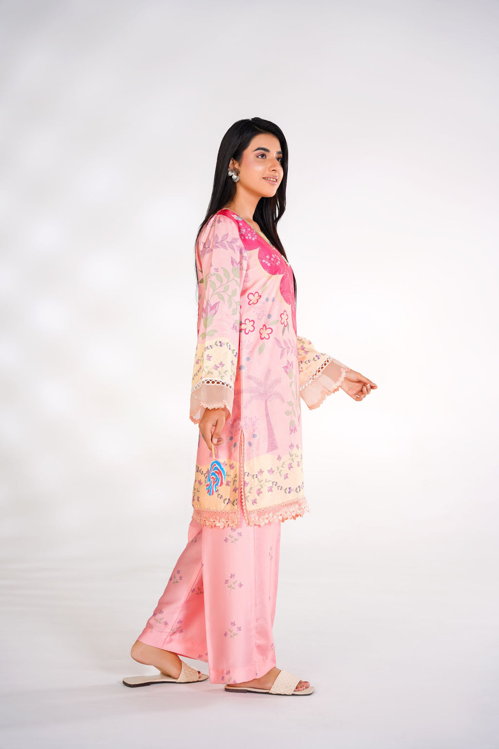 Blooming Garden Korean Silk Co-Ord Set