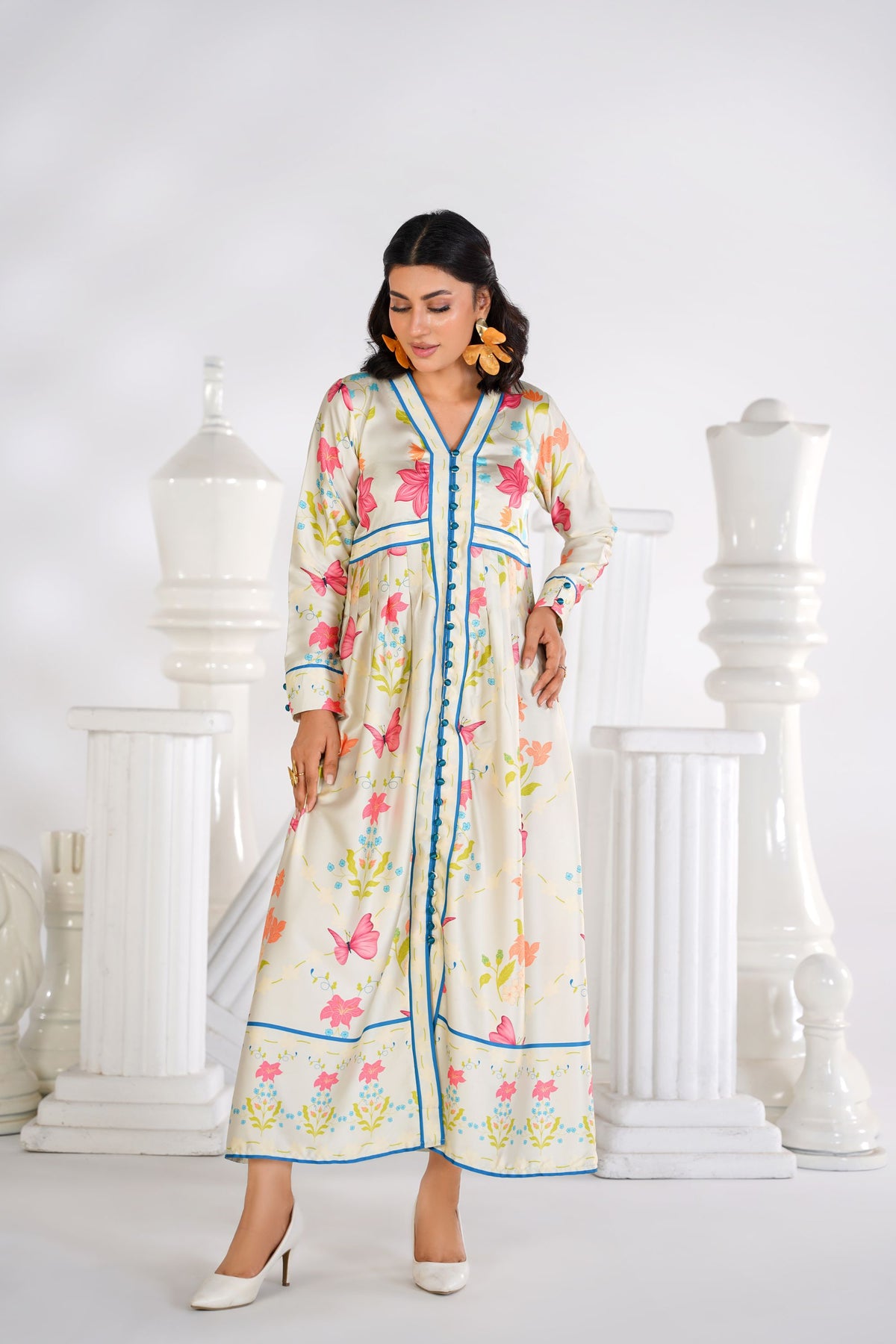 Floral Butterfly Printed Maxi Dress