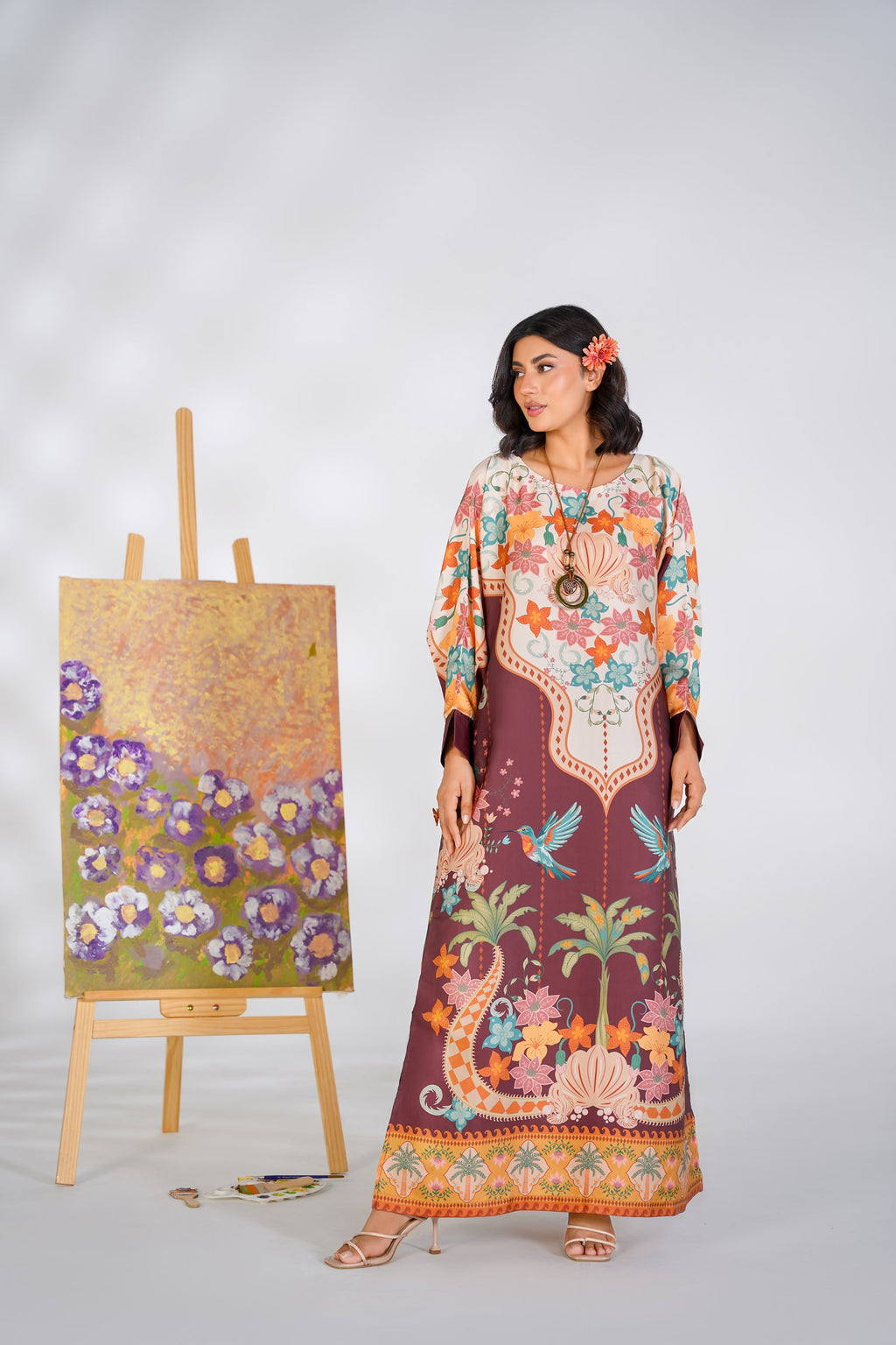 Floral Waves Printed Kaftan