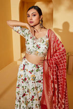 White Thread Work Lehenga Set