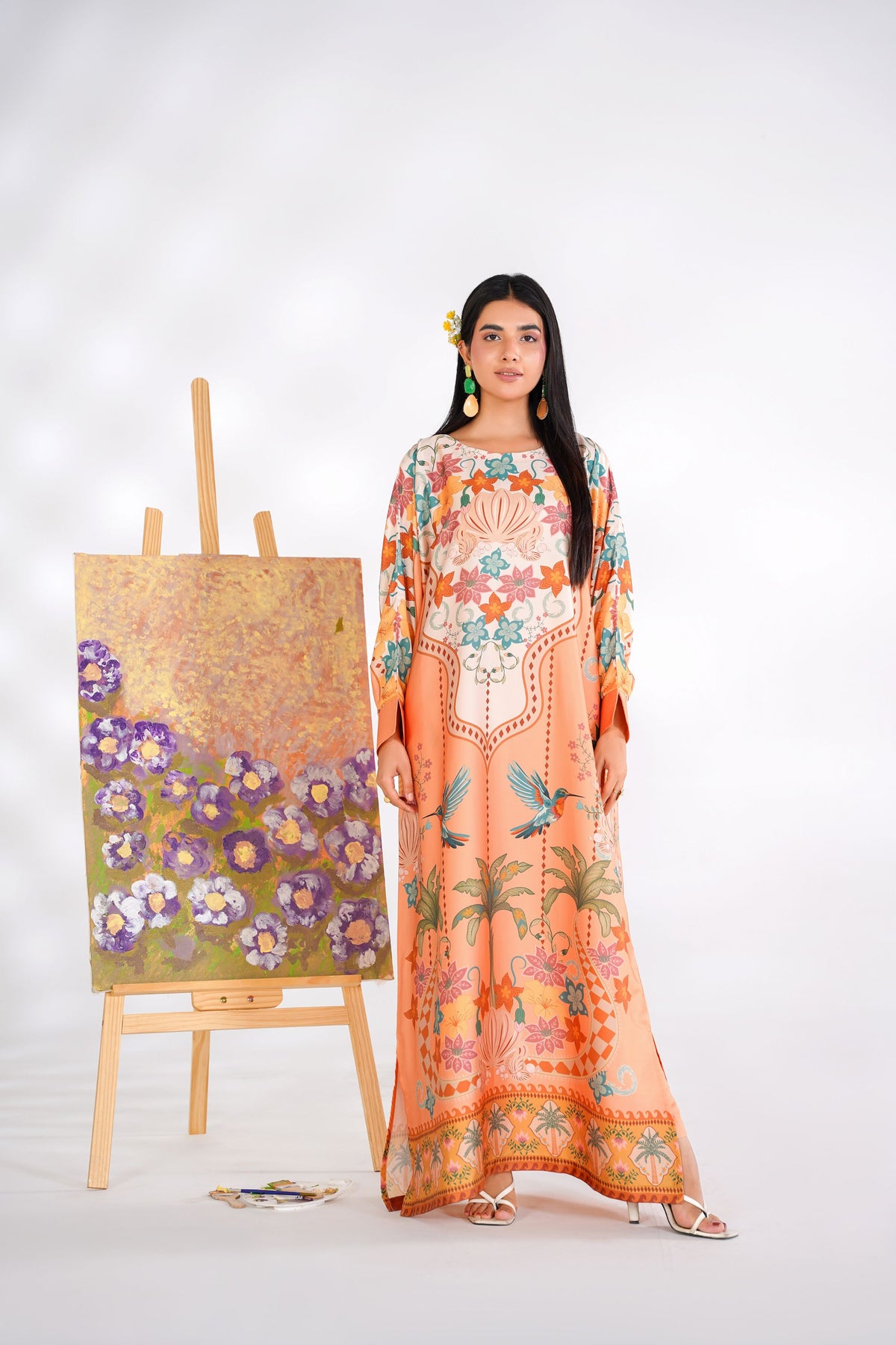 Tropical Bloom Kaftan Dress