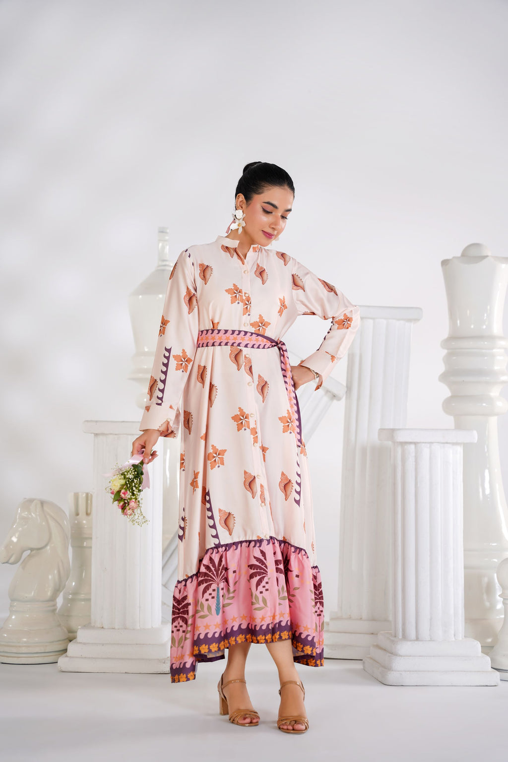Tropical Bloom Flared Dress