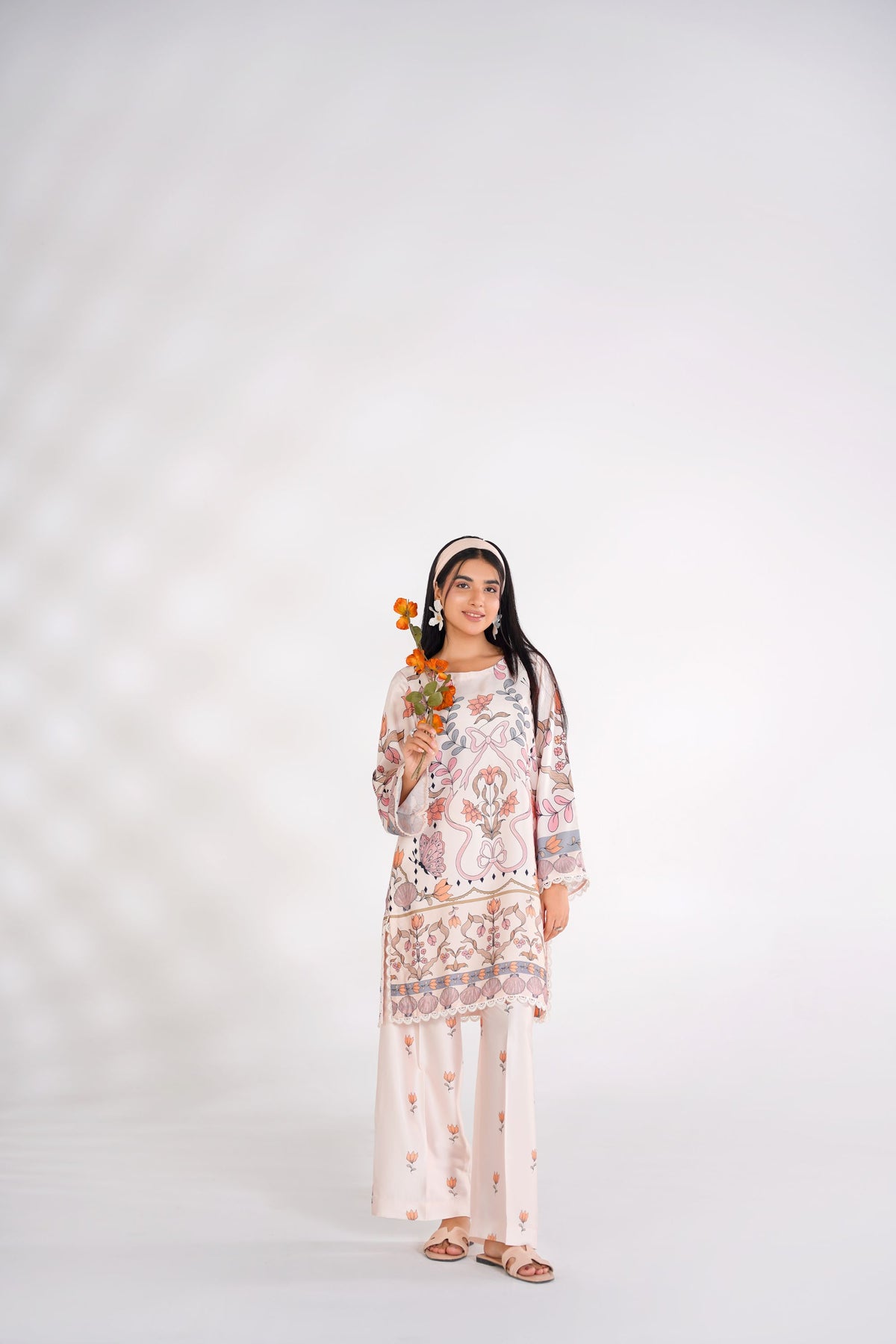 Floral Butterfly Korean Silk Co-Ord Set