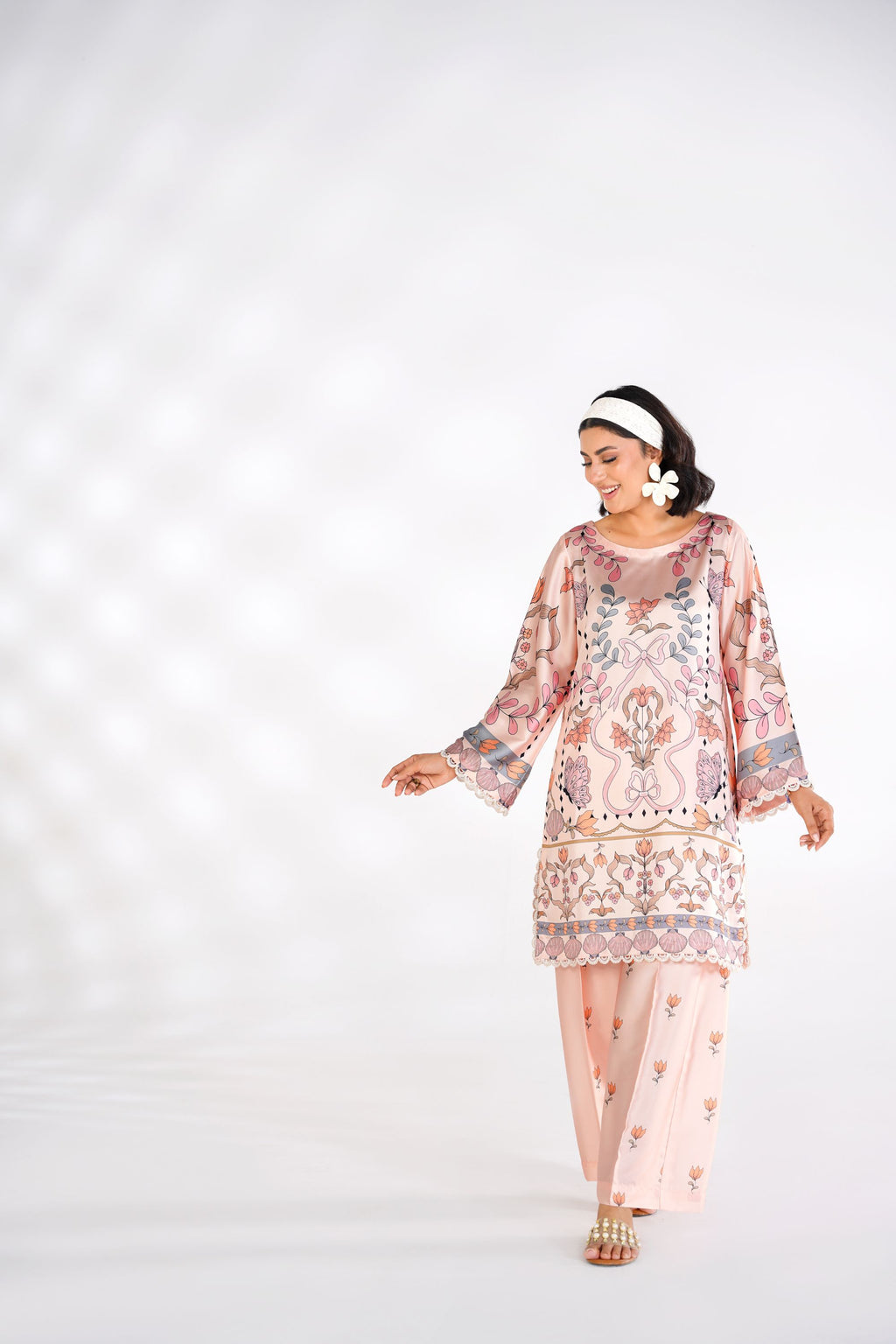 Enchanted Bloom Korean Silk Co-Ord Set