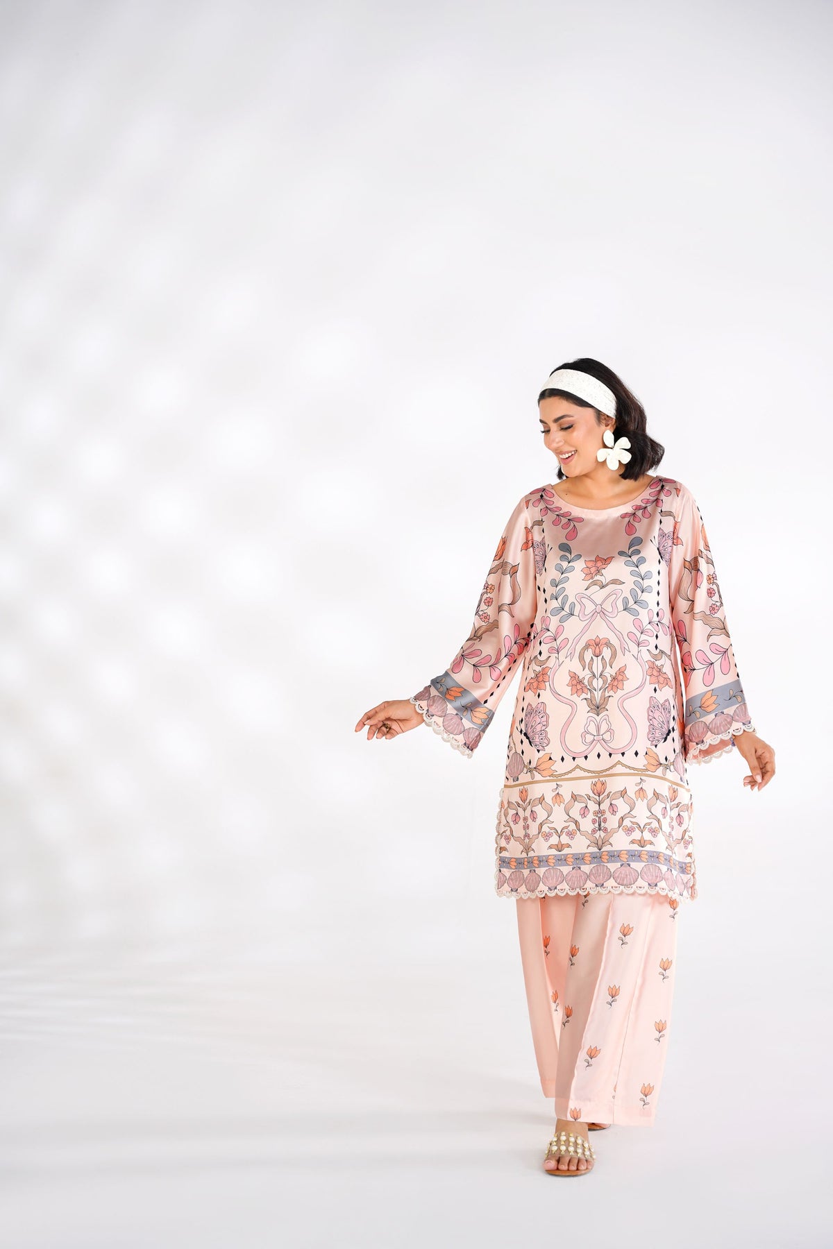Enchanted Bloom Korean Silk Co-Ord Set