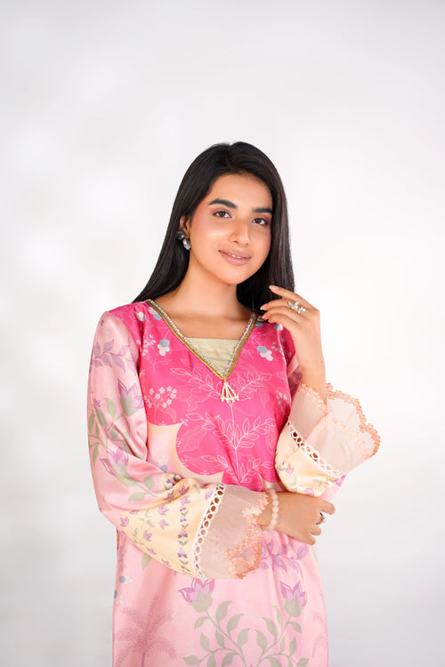 Blooming Garden Korean Silk Co-Ord Set
