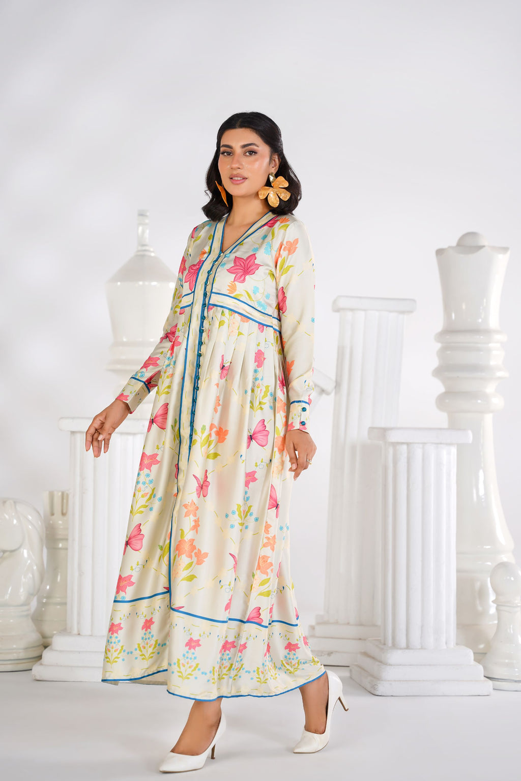 Floral Butterfly Printed Maxi Dress