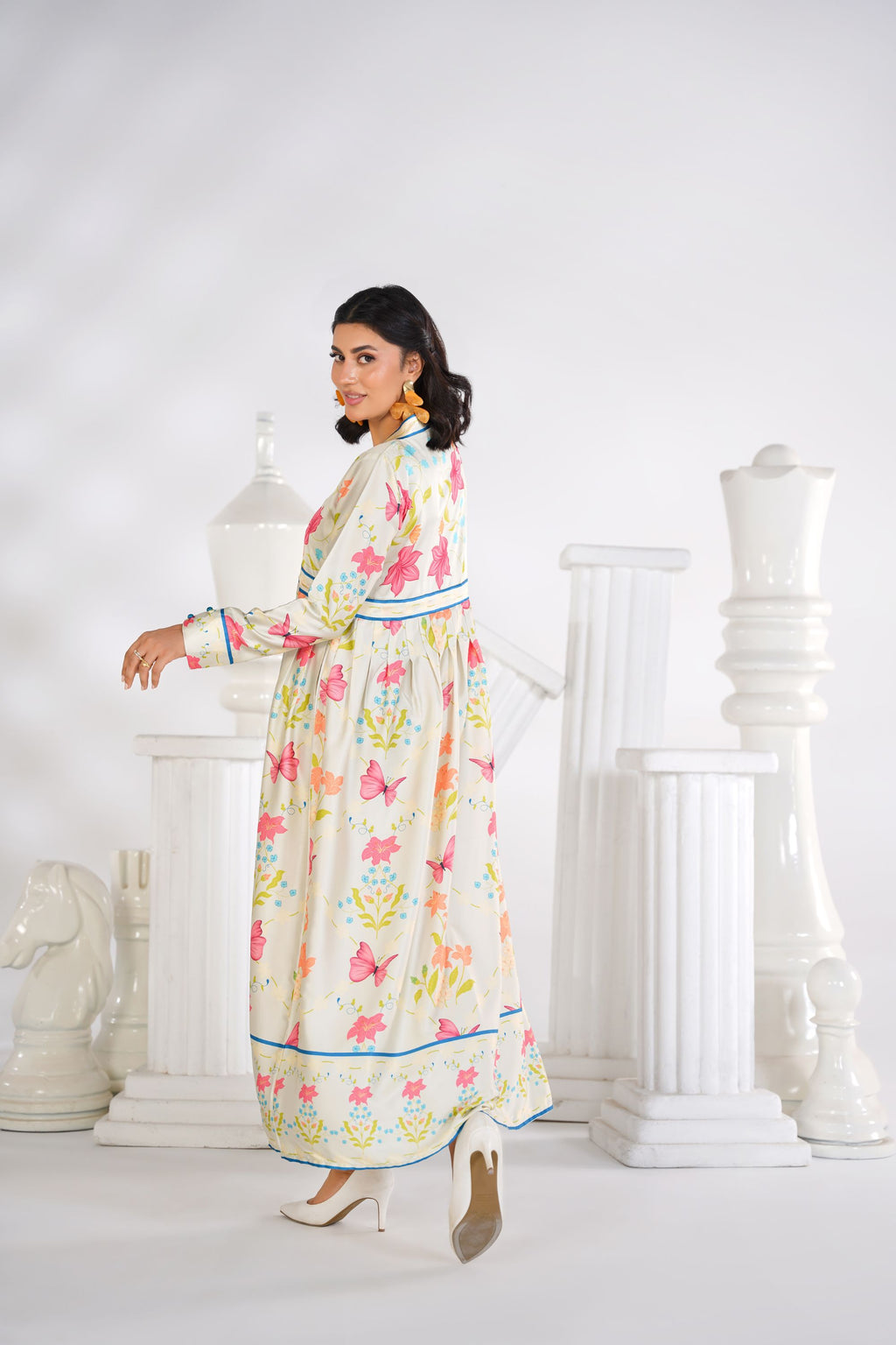 Floral Butterfly Printed Maxi Dress