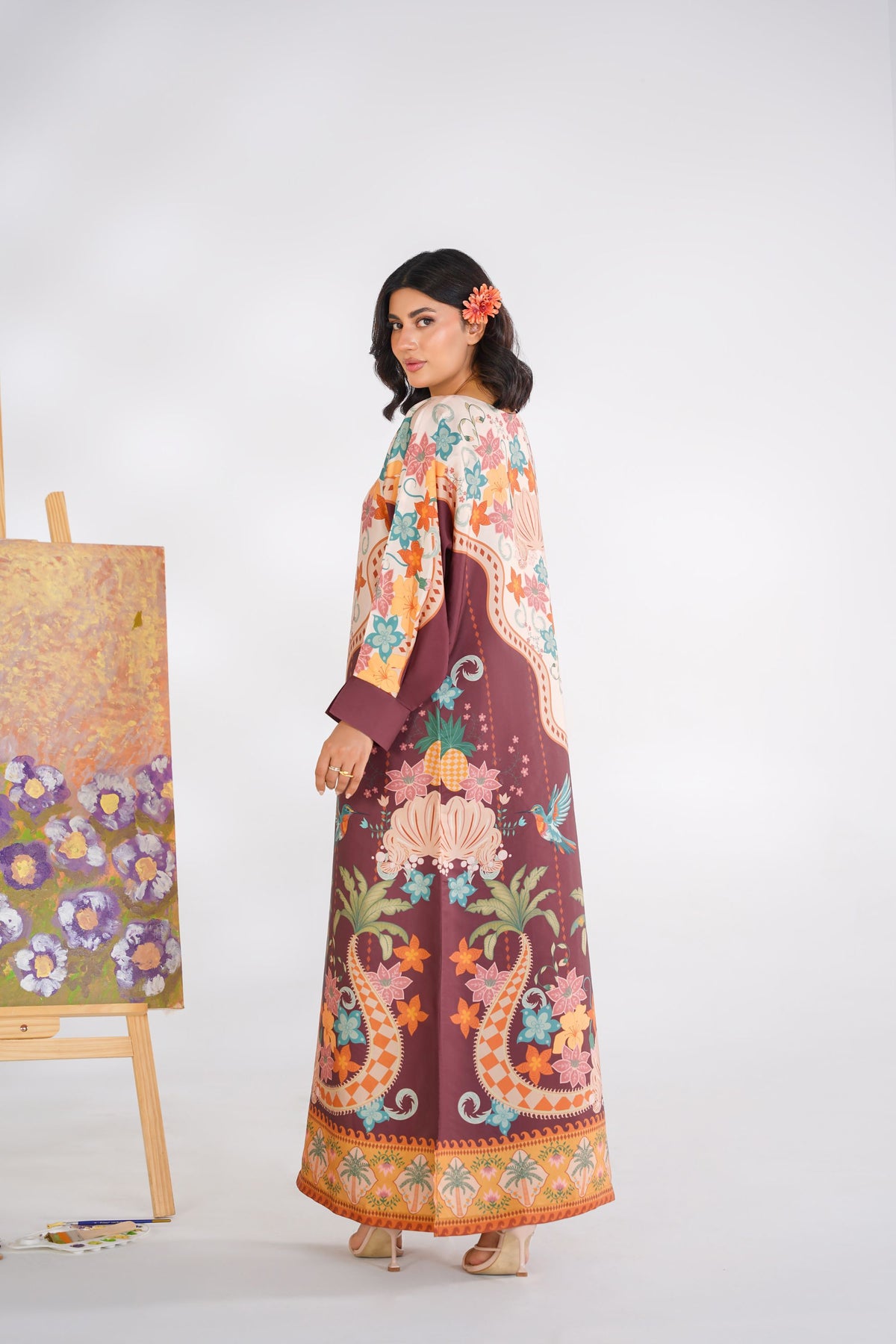 Floral Waves Printed Kaftan