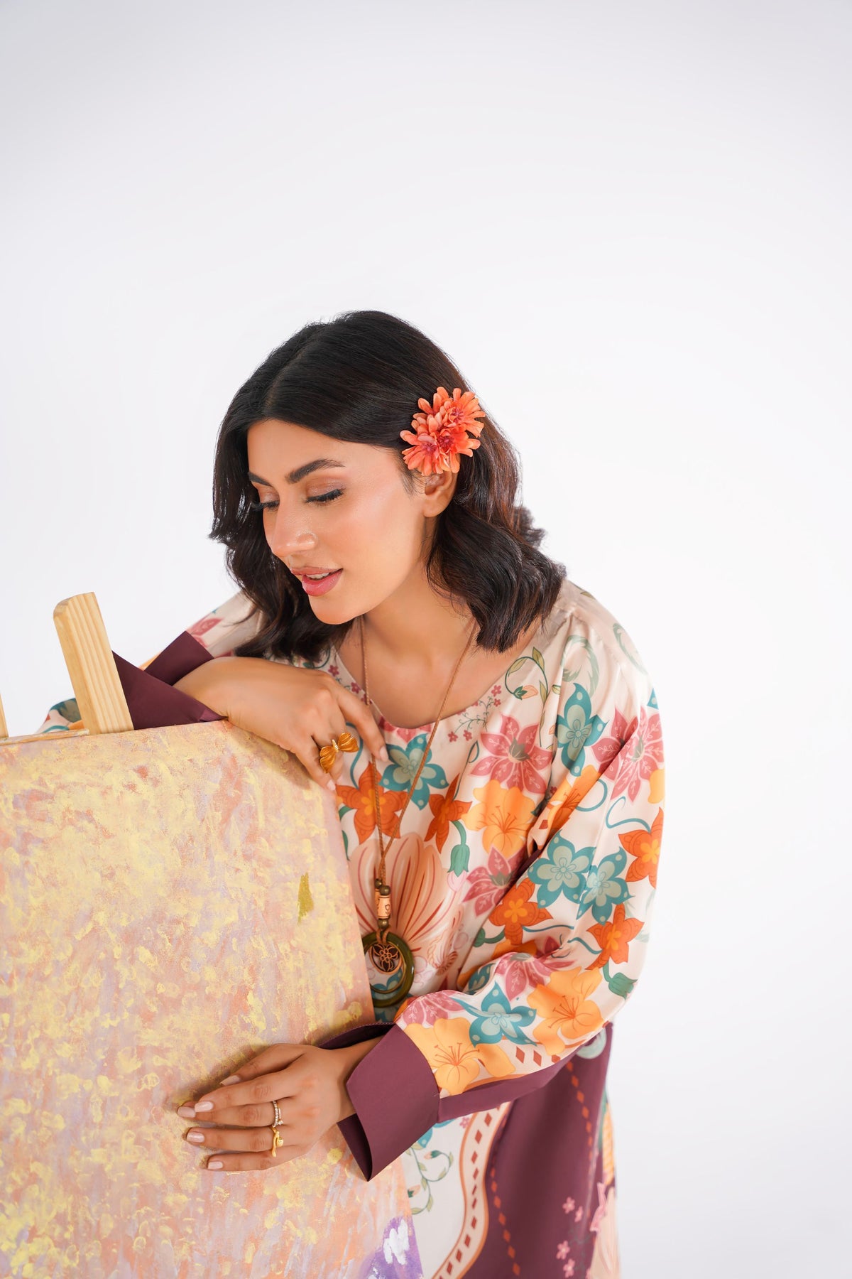 Floral Waves Printed Kaftan