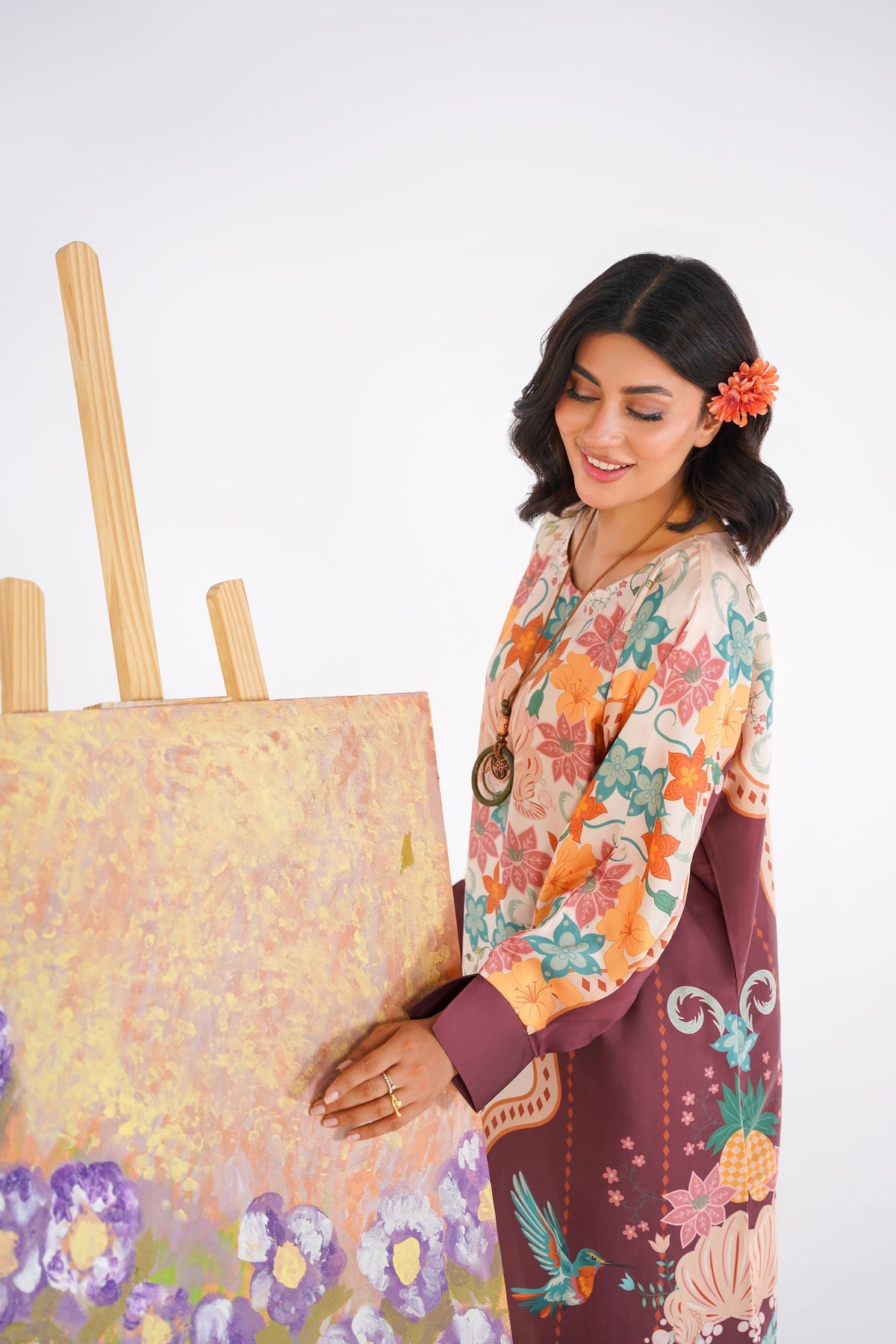 Floral Waves Printed Kaftan