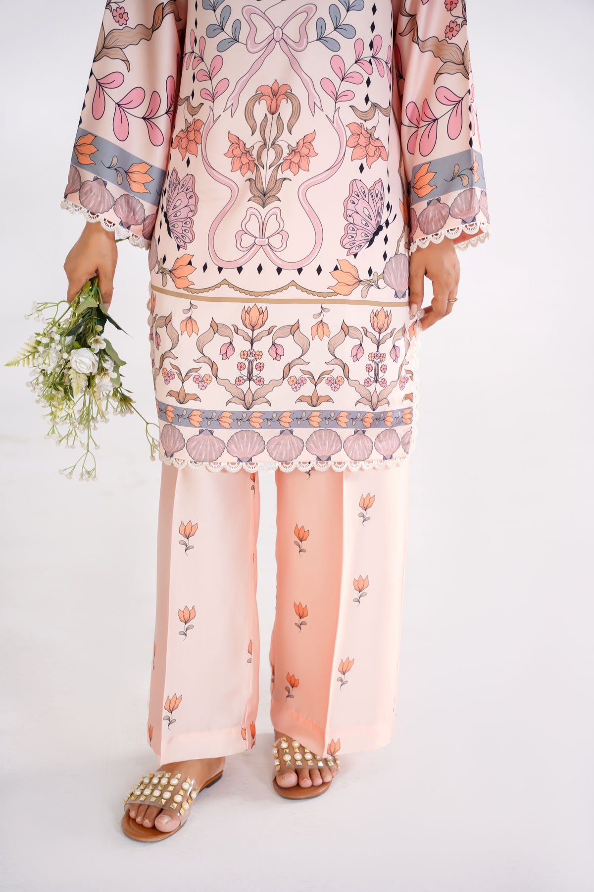 Enchanted Bloom Korean Silk Co-Ord Set