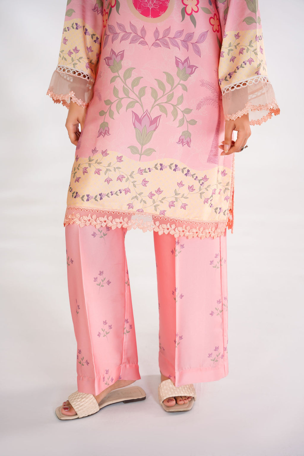Blooming Garden Korean Silk Co-Ord Set