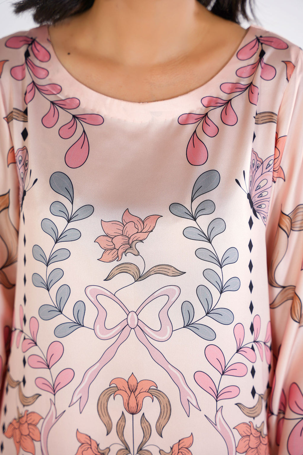 Enchanted Bloom Korean Silk Co-Ord Set