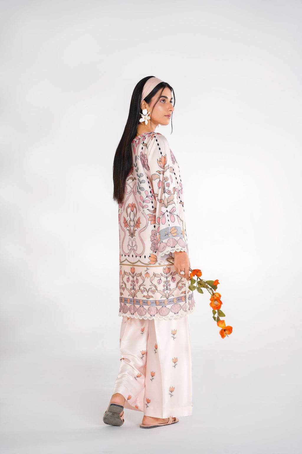 Floral Butterfly Korean Silk Co-Ord Set