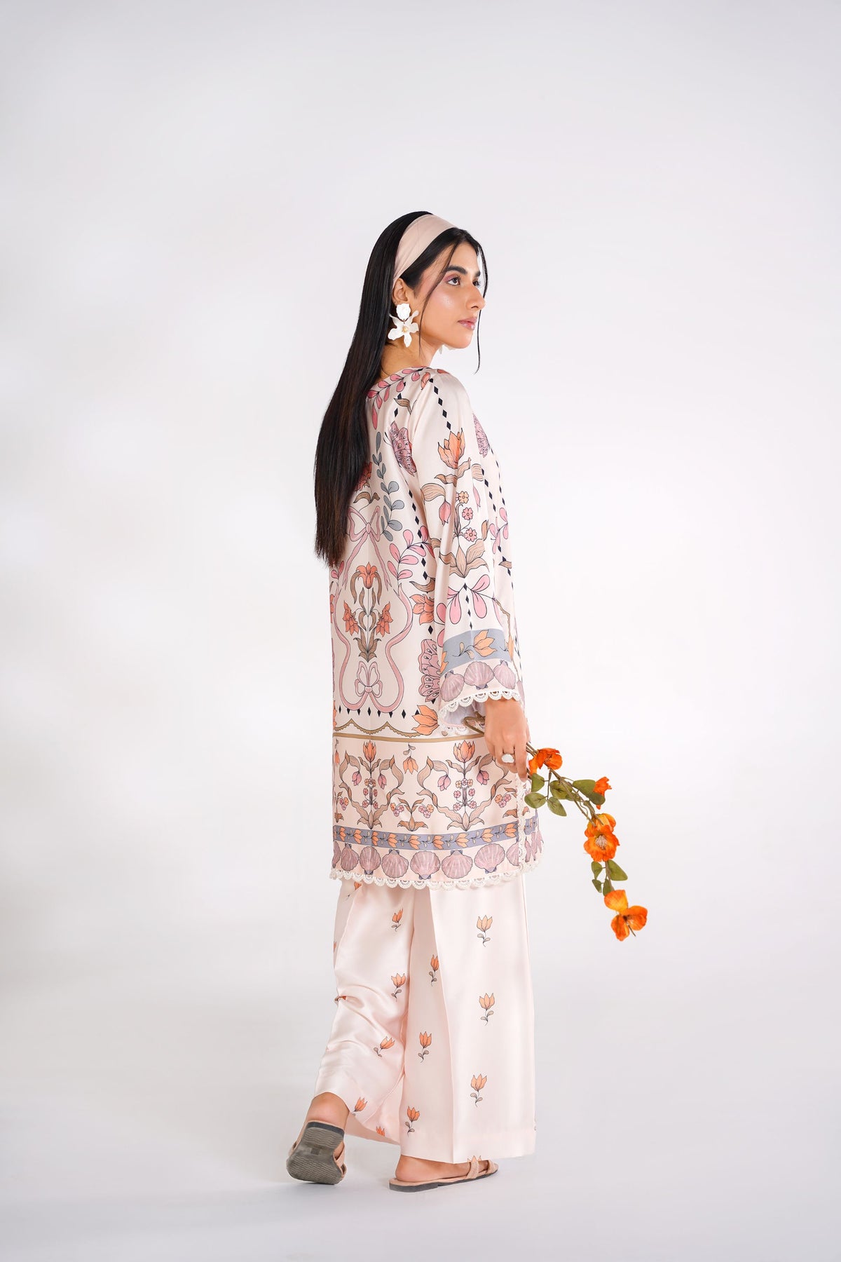 Floral Butterfly Korean Silk Co-Ord Set