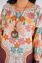Floral Waves Printed Kaftan