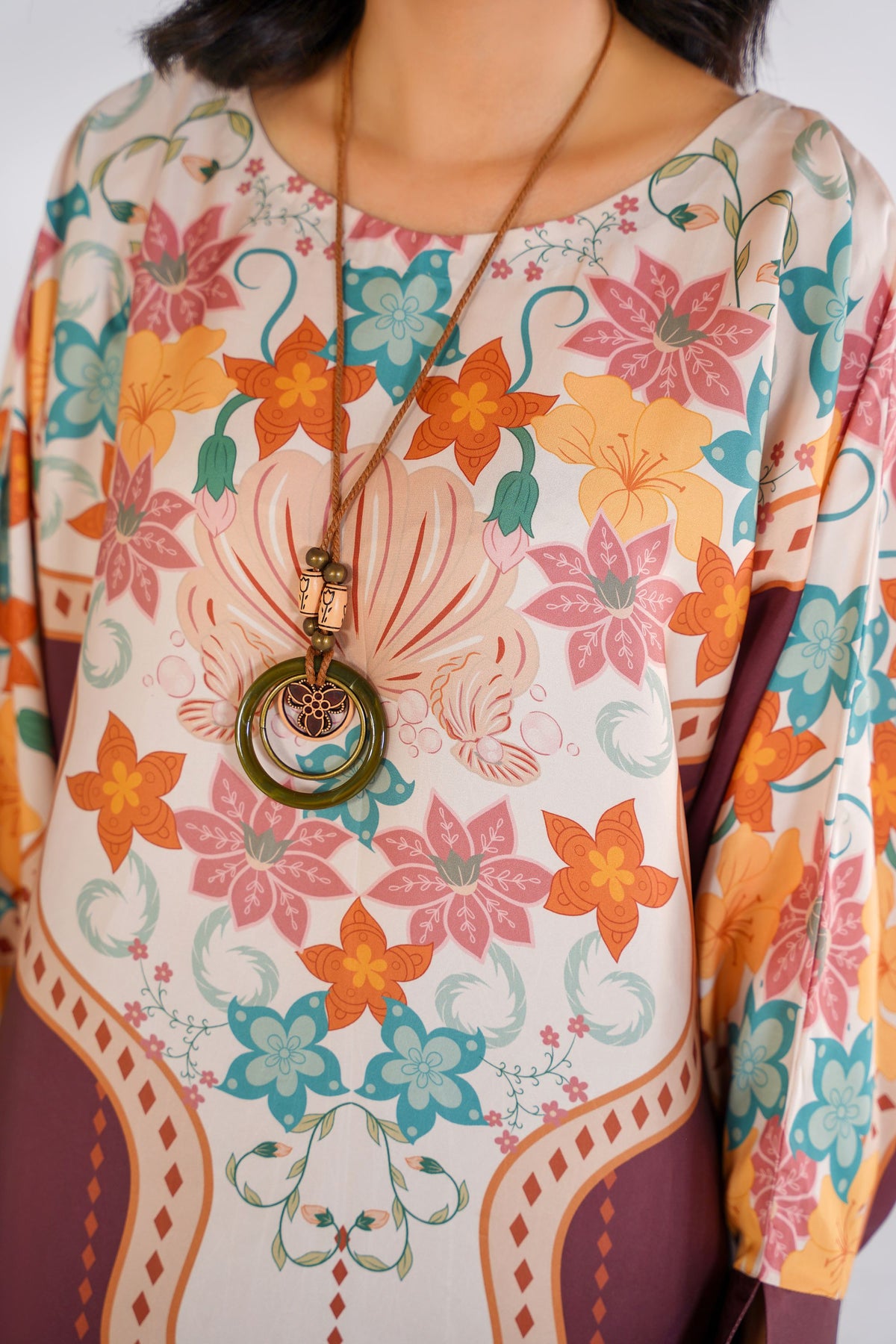 Floral Waves Printed Kaftan